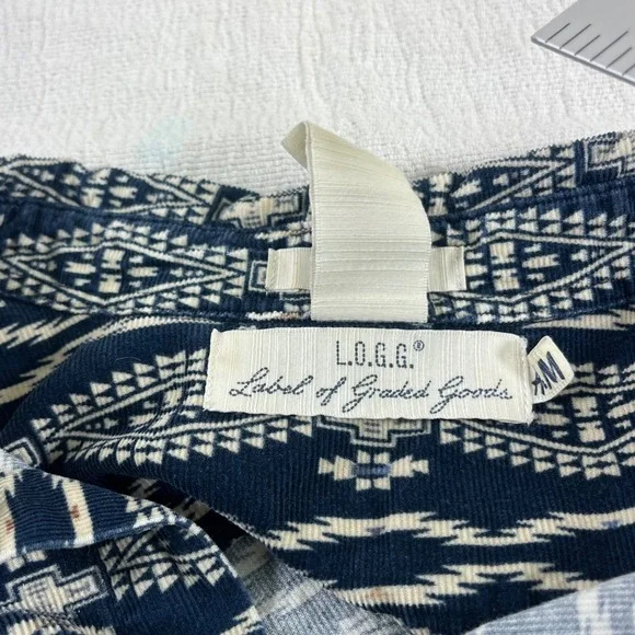 H&M L.O.G.G. Regular Fit Corduroy Aztec Tribal‎ Button Down Shirt Mens M - Picture 4 of 12